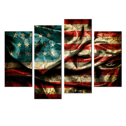 Image of 4 Panel American Flag Canvas Wall Art Set - Ready To Hang