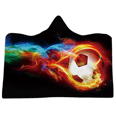 Image of Flaming Soccer Ball Hooded Blankets