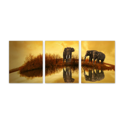 Image of Elephants By The Brush Art