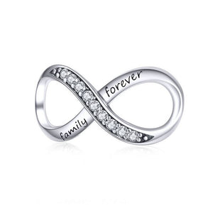 Sterling Silver Infinity Family Forever Charm for Bracelet