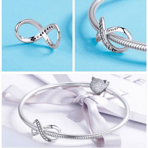 Image of Sterling Silver Infinity Family Forever Charm for Bracelet
