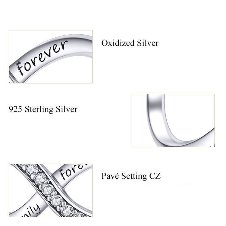 Sterling Silver Infinity Family Forever Charm for Bracelet