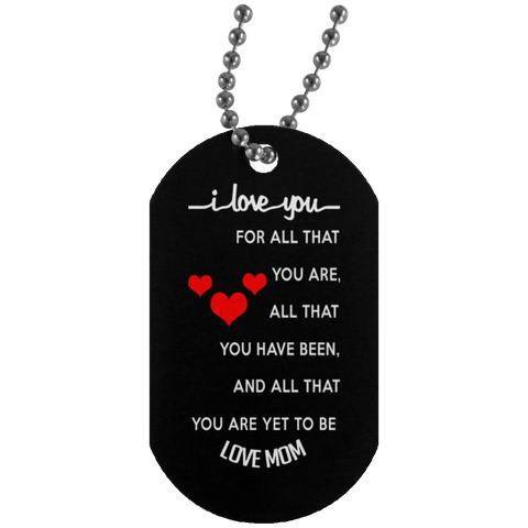 I Love You Dog Tag Necklace