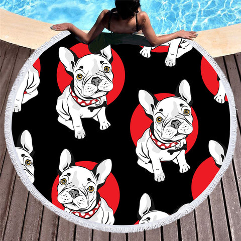 French Bulldog Round Blanket