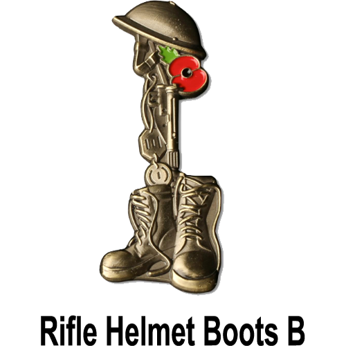 Limited 2018 Military Lee Enfield Helmet Boots Red Poppy Enamel Pin Badge Brooch - 1