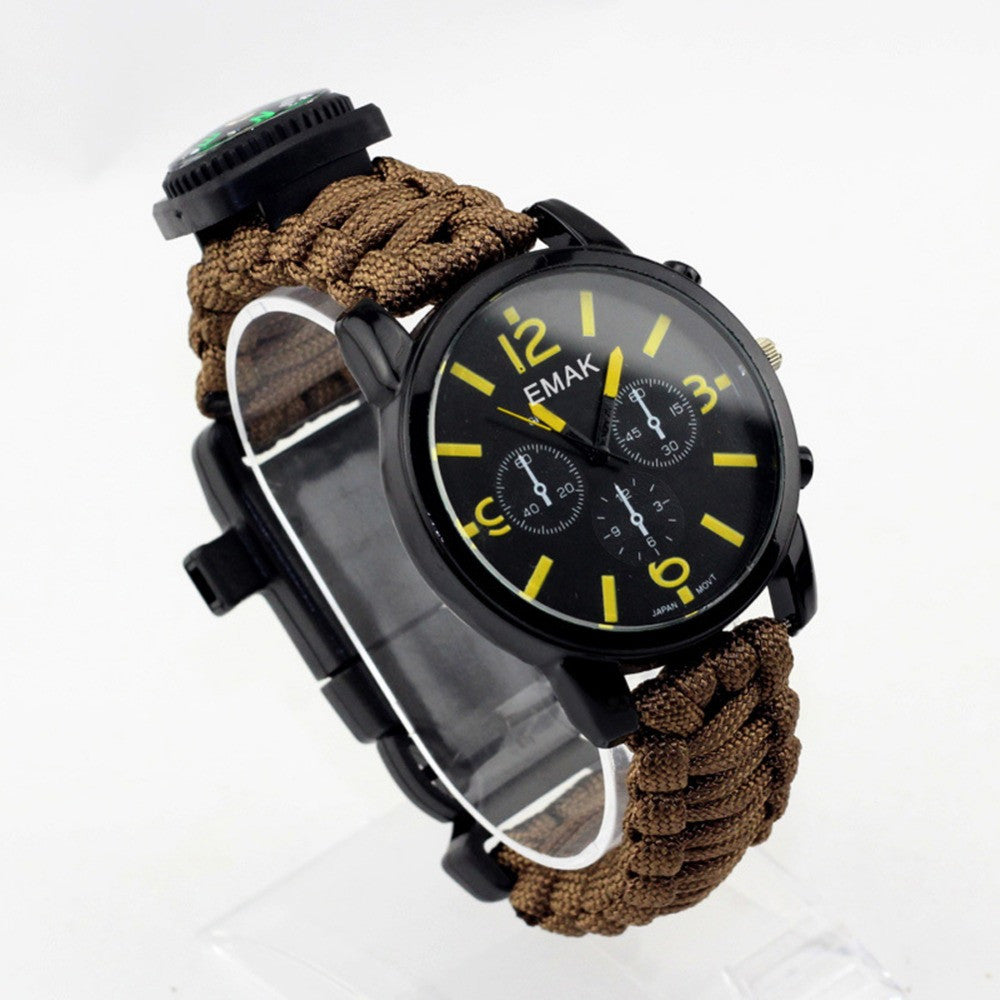 Waterproof Paracord Survival Watch with Compass