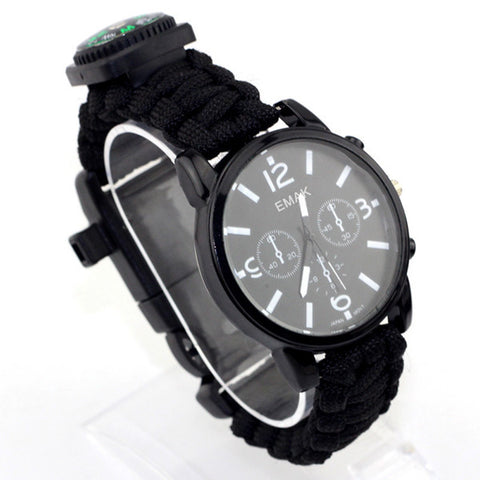 Image of Waterproof Paracord Survival Watch with Compass