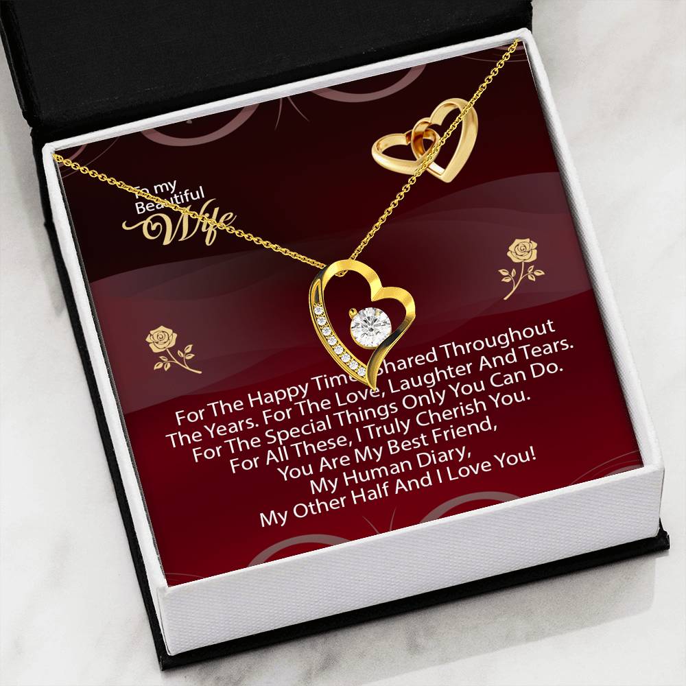 To My Wife Gold Forever Love Heart Necklace