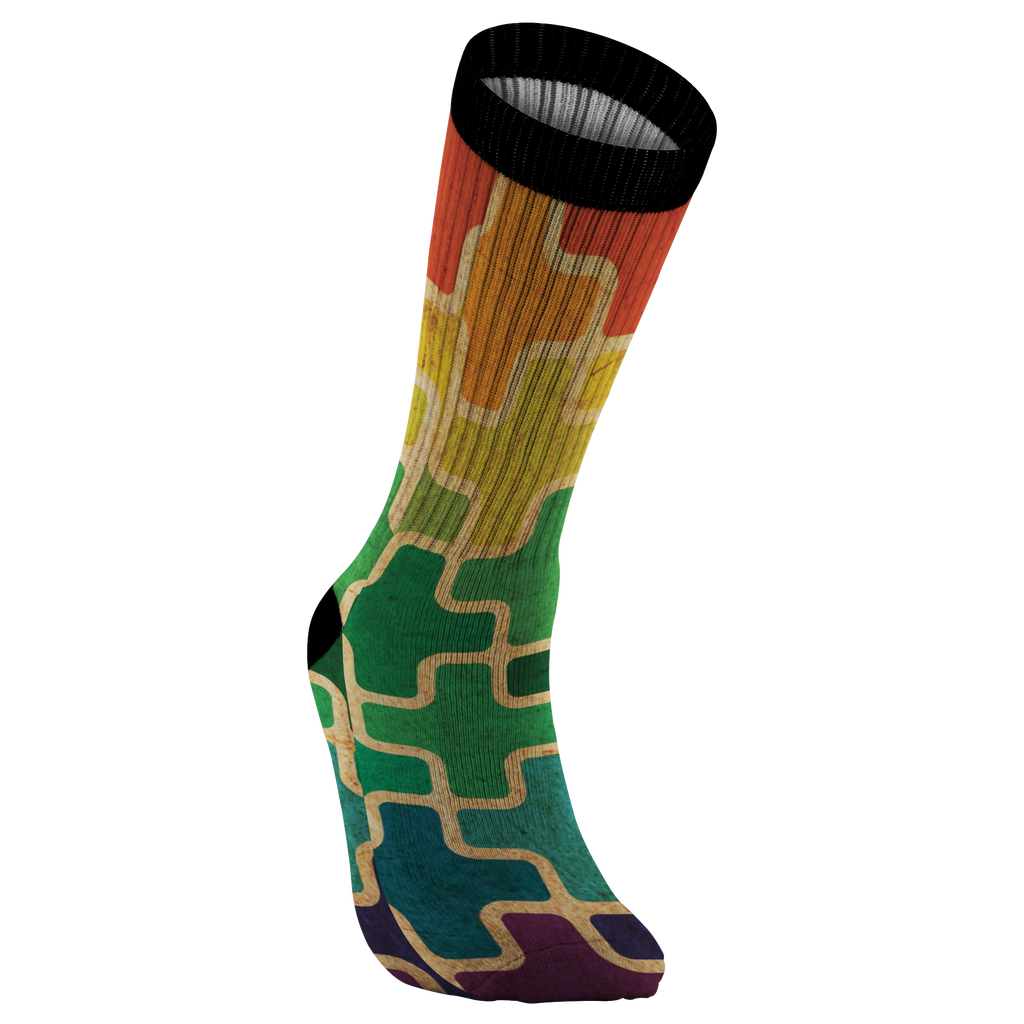 Awesome Rainbow Puzzle Socks