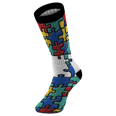 Image of Missing Piece Rainbow Puzzle Socks
